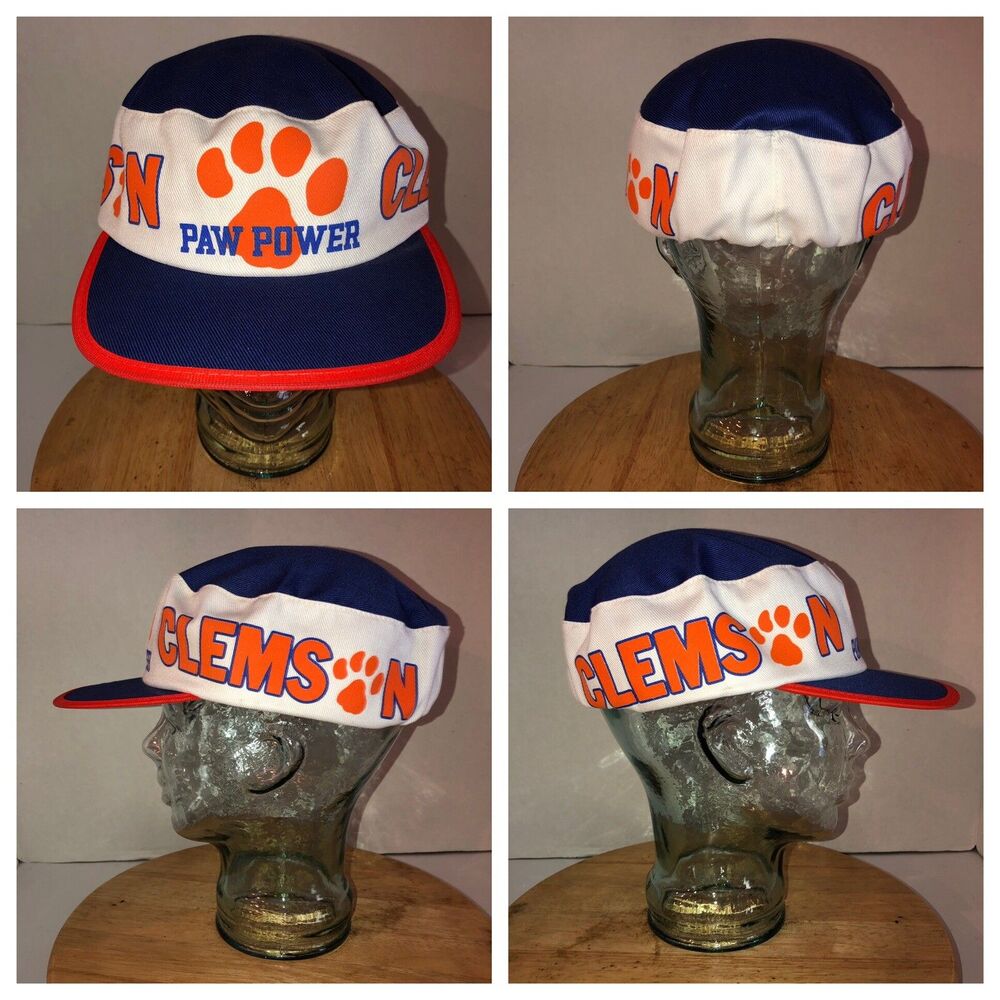 Vintage CLEMSON TIGERS 80s Painters Hat Cap FRIDAY Made In USA PAW POWER RARE